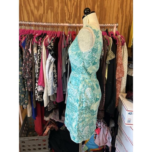 Lilly Pulitzer Safari Animal Print Lion Zebra Sleeveless VTG Dress Size 6 Green - Picture 7 of 11